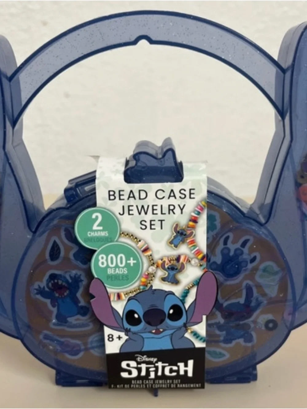 Disney Stitch Blue Bead Case Jewelry Set with Multicolor Beads